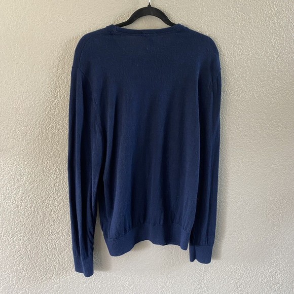 GAP Merino Wool Sweater Crew Neck Pullover Large blue Lightweight preppy - Picture 2 of 7